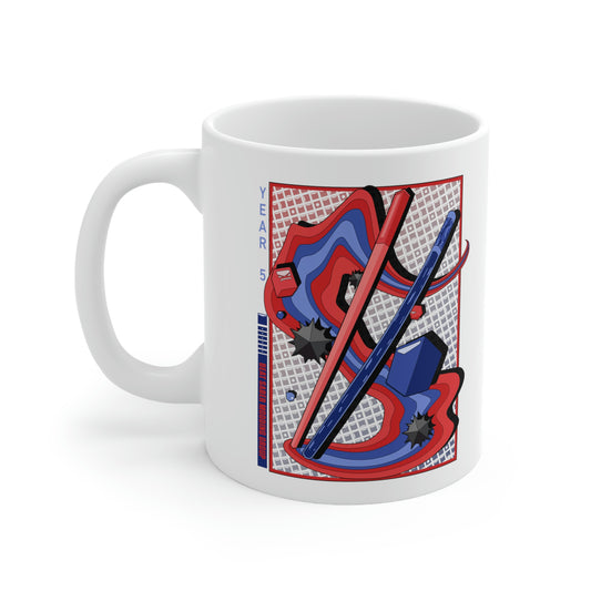 BSMG 5th Anniversary White Ceramic Mug (Red/Blue)