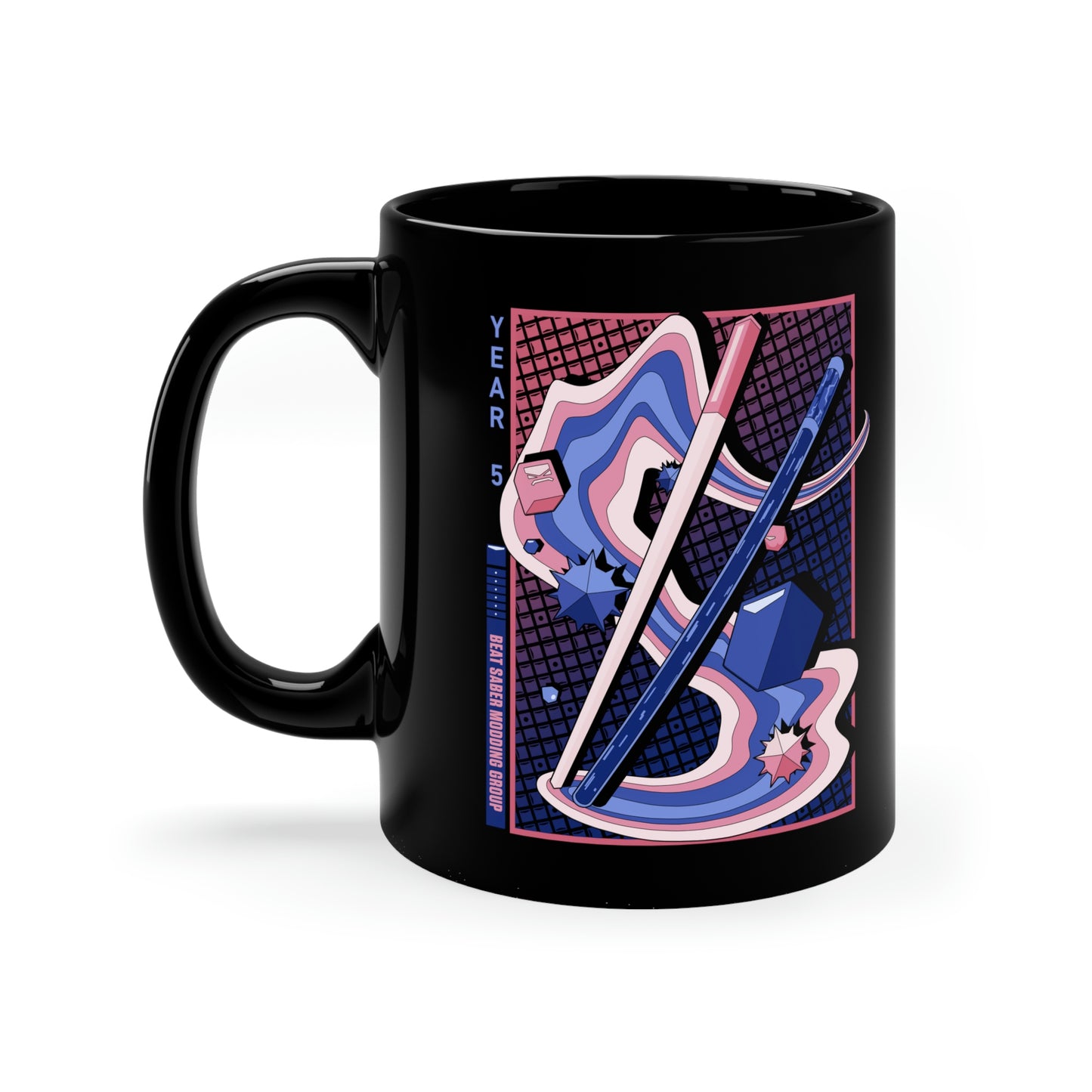 BSMG 5th Anniversary Black Ceramic Mug (Pink/Blue)